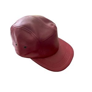 Red leather 5 panel hat
